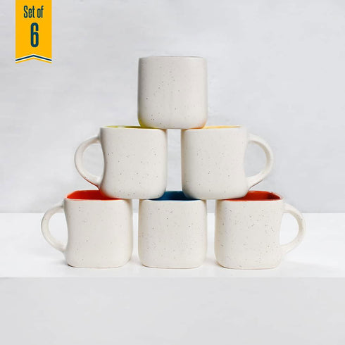 Set of 6 Ceramic Tea Cups - White Matte - The Earth Store - Cup Sets